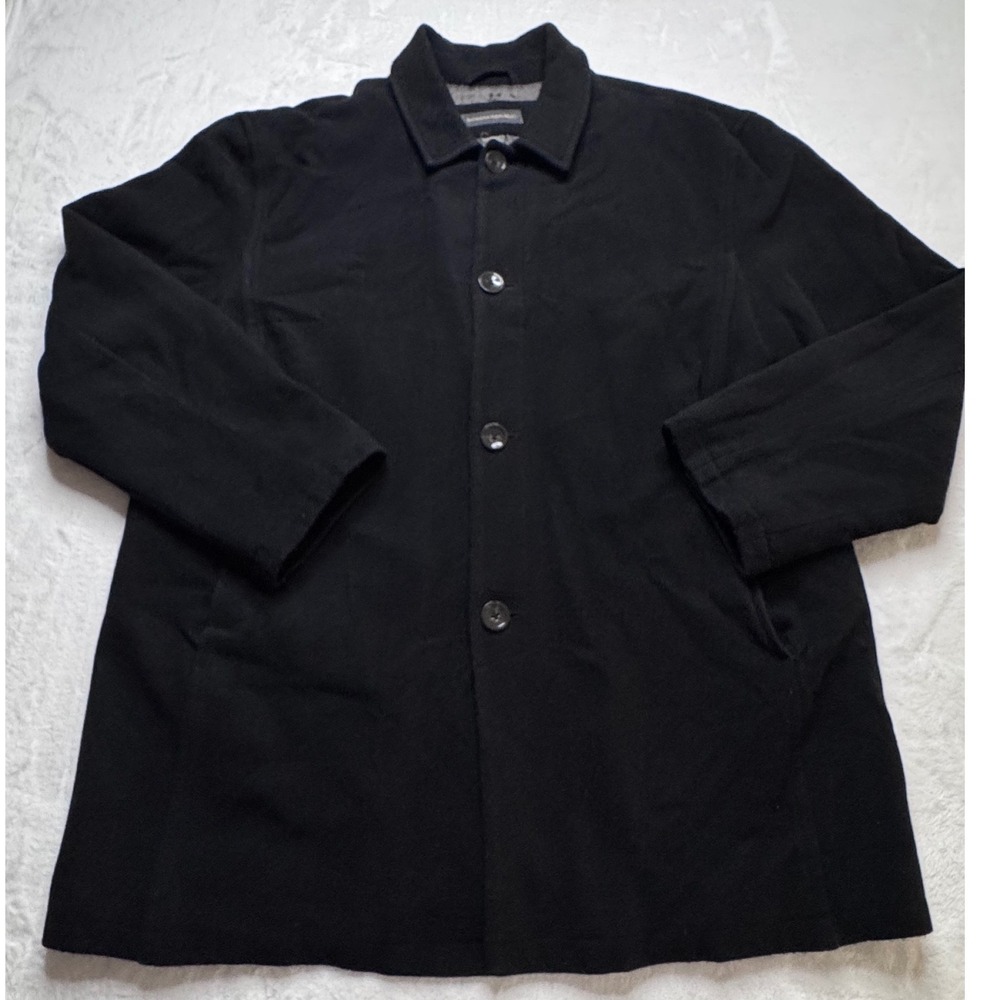Banana Republic Mens XL Black Wool Cashmere Car Coat Overcoat Classic Business